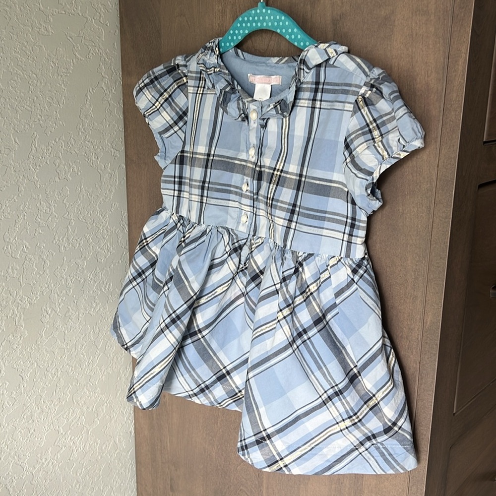 Janie and Jack periwinkle plaid blouse girls size 6